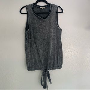 Msytree Heavily Distressed Acid Wash Tie Front Top Grunge Retro Size Medium